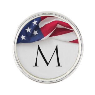 Bold Initial American Flag Monogram Lapel Pin