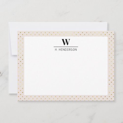 Bold Initial Monogram Faux Gold Note Card
