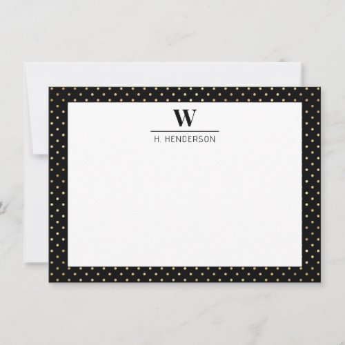 Bold Initial Monogram Faux Gold Note Card