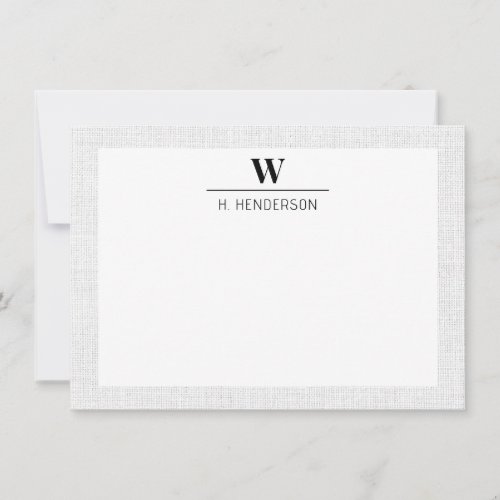 Bold Initial Monogram Linen  Note Card