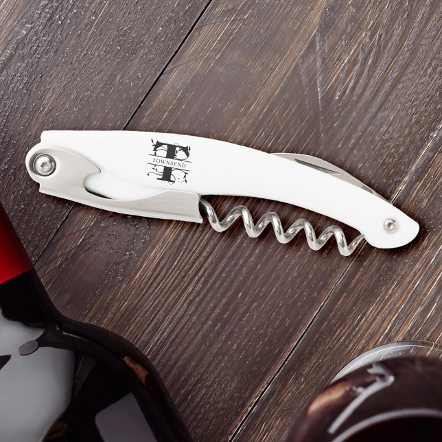 Bold Initial Monogram Name Botanical Waiter's Corkscrew (Creator Uploaded)