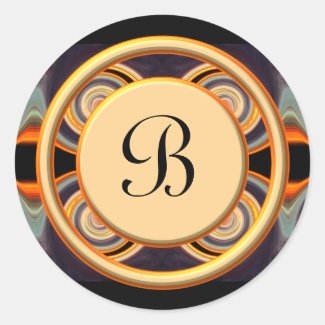 Bold Initial Monogrammed Art Round Sticker