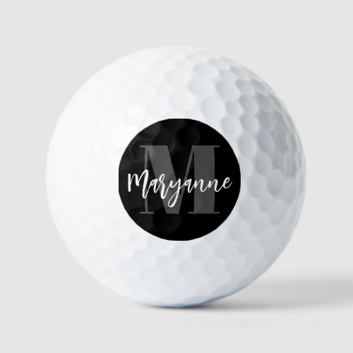 Bold Initial Name Elegant Modern Monogram Golf Balls