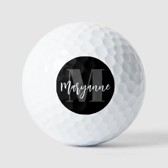 Bold Initial Name Elegant Modern Monogram Golf Balls (Front)