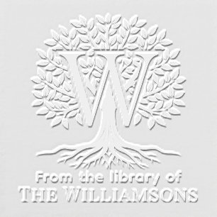 Bold Initial Over Tree of Life Library Name #2B2 Embosser