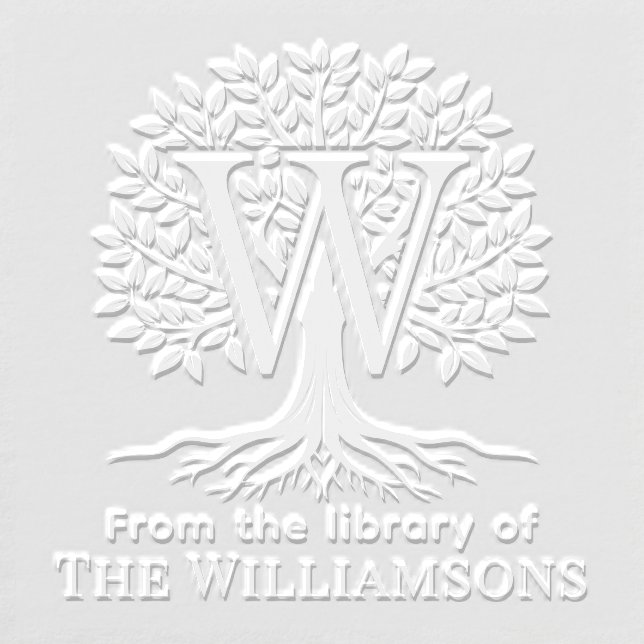 Bold Initial Over Tree of Life Library Name #2B2 Embosser (Design)
