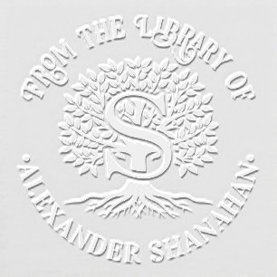 Bold Initial Over Tree of Life Library Name #2BP Embosser