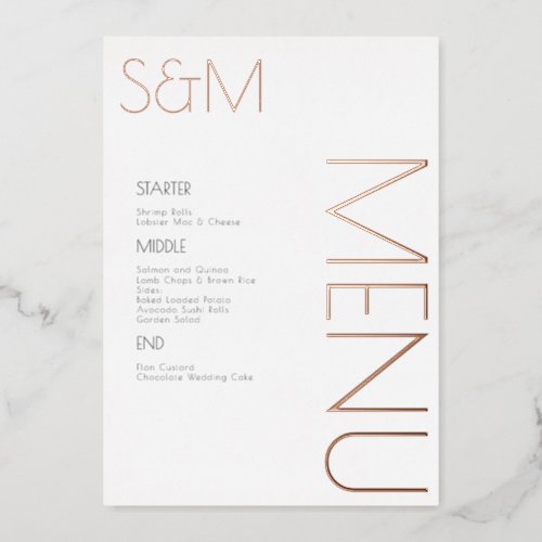 Bold Initial Wedding Pressed Day of Menu Cards