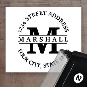 Bold Initial with Name and Return Address Self-inking Stamp