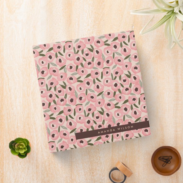 Bold Inky Floral Pattern | Hand-Drawn Botanical 3 Ring Binder (In Situ)