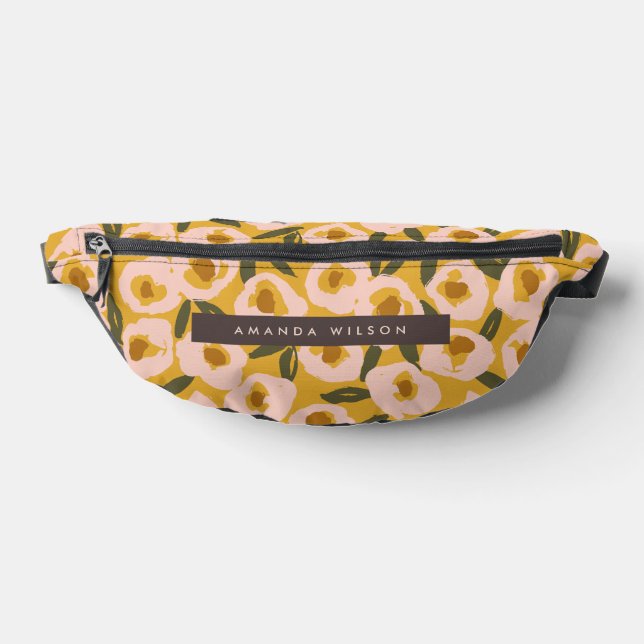 Bold Inky Floral Pattern | Hand-Drawn Botanical Fanny Pack (Lay Down)