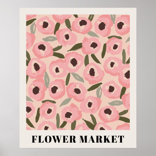 Bold Inky Floral Pattern | Hand-Drawn Botanical Poster (Front)
