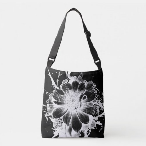 Bold Inky Grunge Sunflower Crossbody Bag