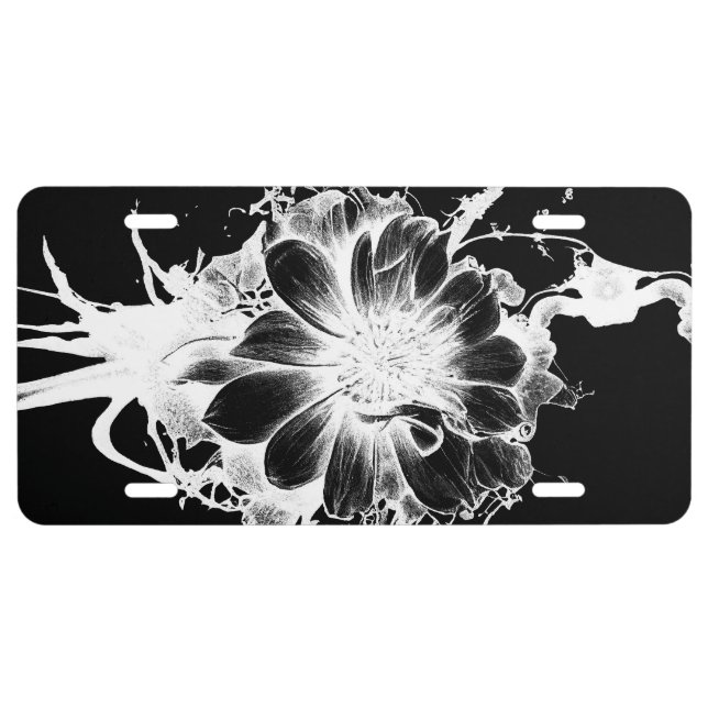 Bold Inky Grunge Sunflower License Plate (Front)