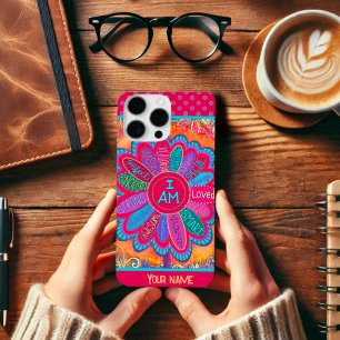 Bold Inspiring I AM Flower Colorful Cute Name iPhone 16 Pro Max Case