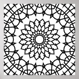Bold Interlocking Star Mandala Design for Color Poster