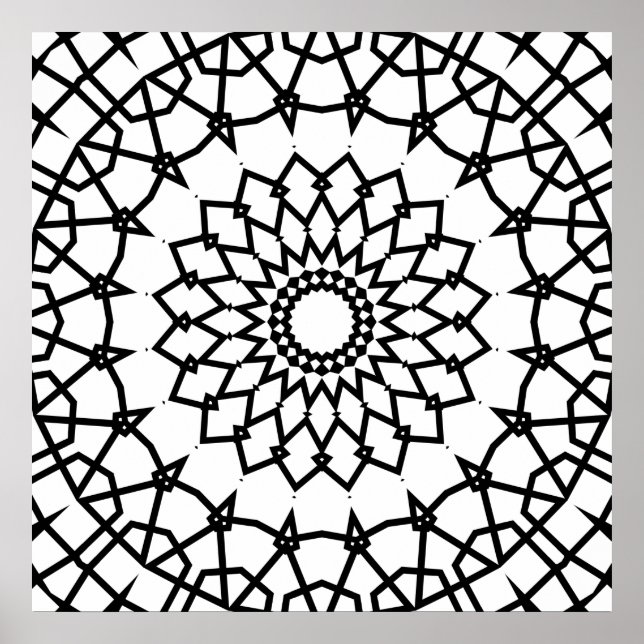 Bold Interlocking Star Mandala Design for Color Poster (Front)