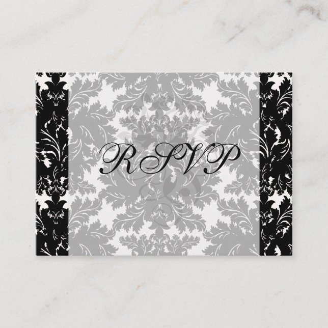bold intricate black damask on white enclosure card (Front)