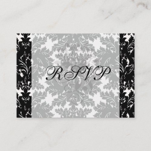 bold intricate black damask on white business card