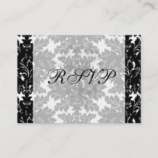 Customizable bold intricate black damask on white business card
