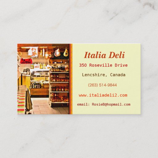 Customizable Bold Italian Deli Business Card