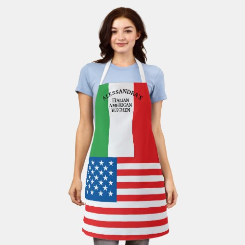 Bold Italian Flag American Flag Apron