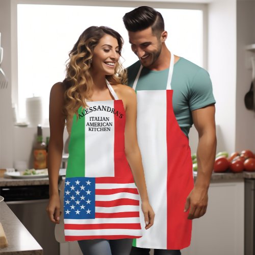 Bold Italian Flag American Flag Apron
