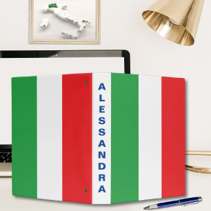 Bold Italian Flag Personalized 3-Ring Binder
