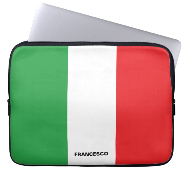 Bold Italian Flag Personalized Laptop Sleeve (Front)
