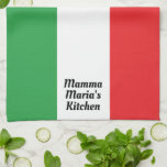 Bold Italian Italy Flag  Personalized Kitchen Towel<br><div class="desc">Bold Italian Flag Apron. Personalize it with the cook's name! Italian Kitchen or Restaurant with Name Kitchen Towel. A custom design for Italian kitchens, whether in a restaurant or your home, this design has the colors of the Italian Flag (green, white, and red) with a text template to personalize with...</div>