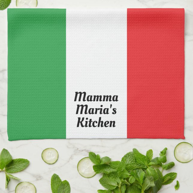 Bold Italian Italy Flag  Personalized Kitchen Towel (Folded)