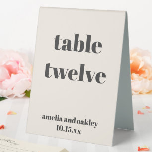 Bold Ivory Black Retro Custom Wedding Number Table Tent