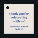 Bold Ivory Blue Custom Cute Bat Mitzvah Thank You Favor Tags<br><div class="desc">Bold Typography Ivory Blue Custom Cute Bat Mitzvah Thank You Favor Tags</div>