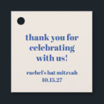 Bold Ivory Blue Custom Cute Bat Mitzvah Thank You Favor Tags<br><div class="desc">Bold Typography Ivory Blue Custom Cute Bat Mitzvah Thank You Favor Tags</div>