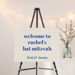Bold Ivory Blue Custom Cute Bat Mitzvah Welcome Foam Board<br><div class="desc">Bold Typography Ivory Blue Custom Cute Bat Mitzvah Welcome Sign</div>