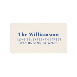 Bold Ivory Blue Typography Custom Return Address Label