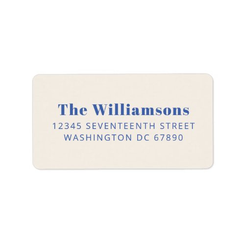 Bold Ivory Blue Typography Custom Return Address Label