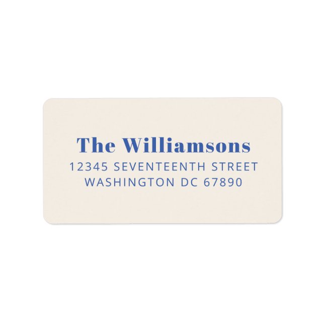 Bold Ivory Blue Typography Custom Return Address Label (Front)