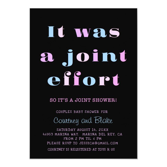 joint effort baby shower invitation