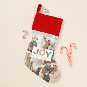 Bold Joy Lettering Christmas Family Photo Collage Stocking