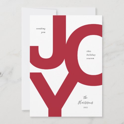 Bold Joy Red  White Non_Photo Holiday Card