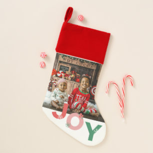 Bold Joy Script Holiday Photo Christmas Stocking