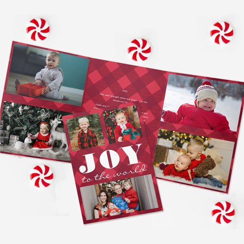 Bold Joy to the World Photo Tri_Fold Holiday Card