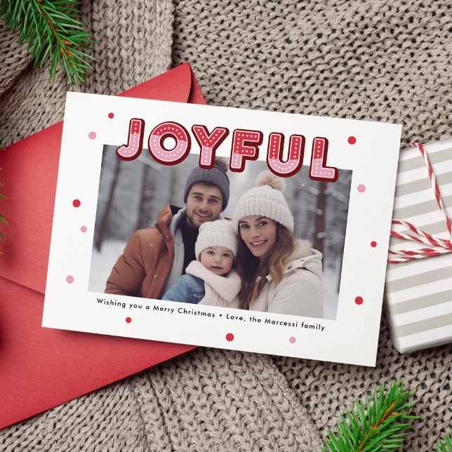 Bold Joyful 3D Typography Merry Christmas Photo  Holiday Card (Bold Joyful Typography Christmas Photo Card)
