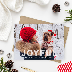 Bold Joyful Photo Typography Overlay Holiday Card
