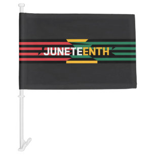 Bold Juneteenth Graphic Red, Yellow & Green Strip Car Flag