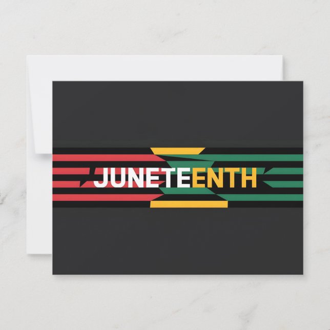 Bold Juneteenth Graphic Red, Yellow & Green Strip Holiday Card (Front)