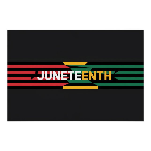 Bold Juneteenth Graphic Red, Yellow & Green Strip Poster (Front)