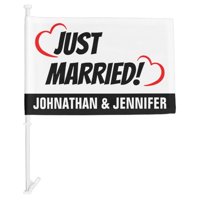 Bold Just Married Car Flag (Front)