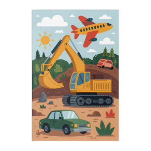Bold Kids Excavation Trucks Airplane Art